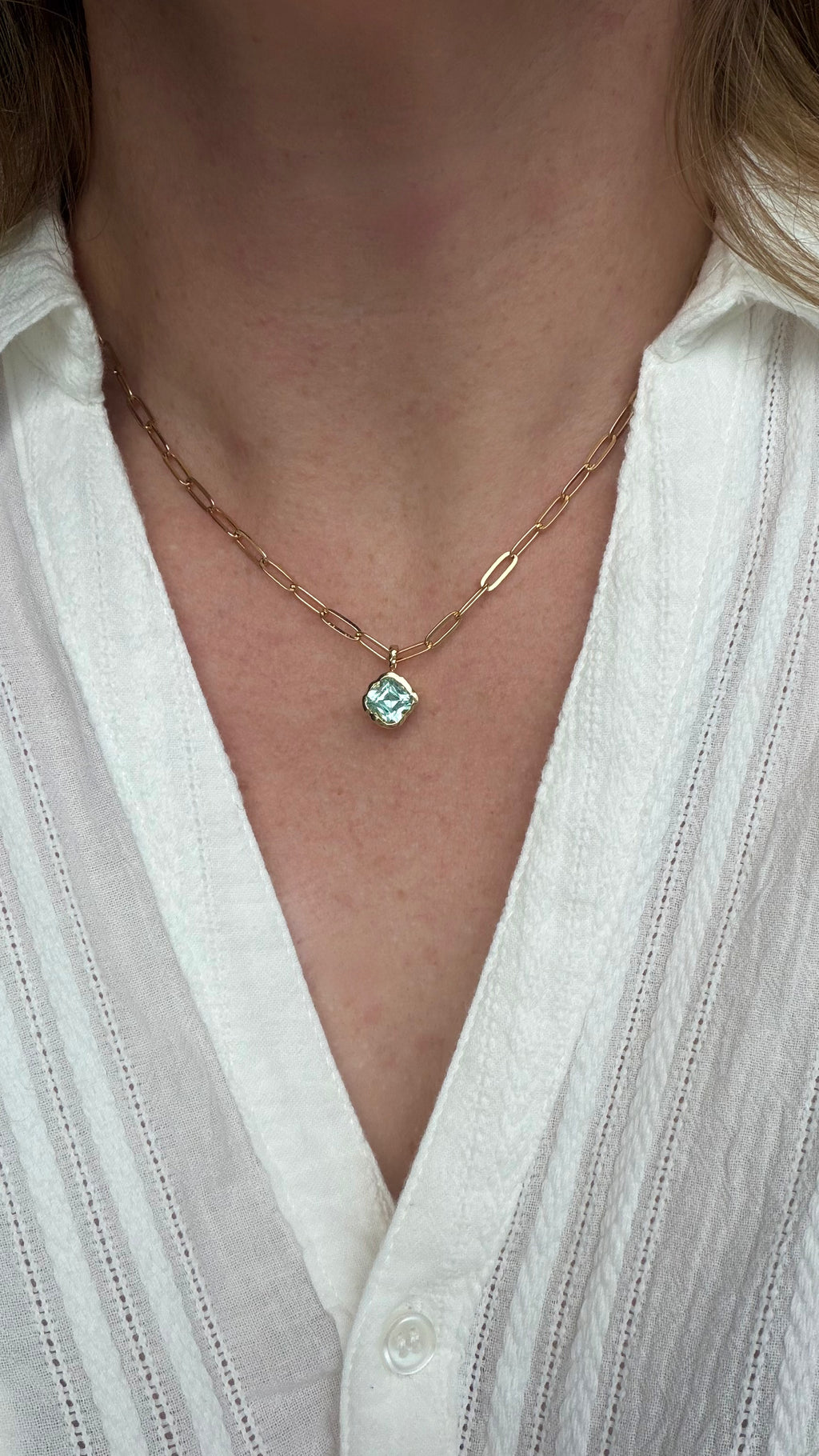 The Cove Pendant 10k - Seafoam Tourmaline