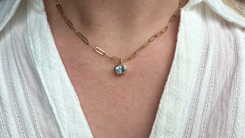 The Cove Pendant 10k - Aquamarine