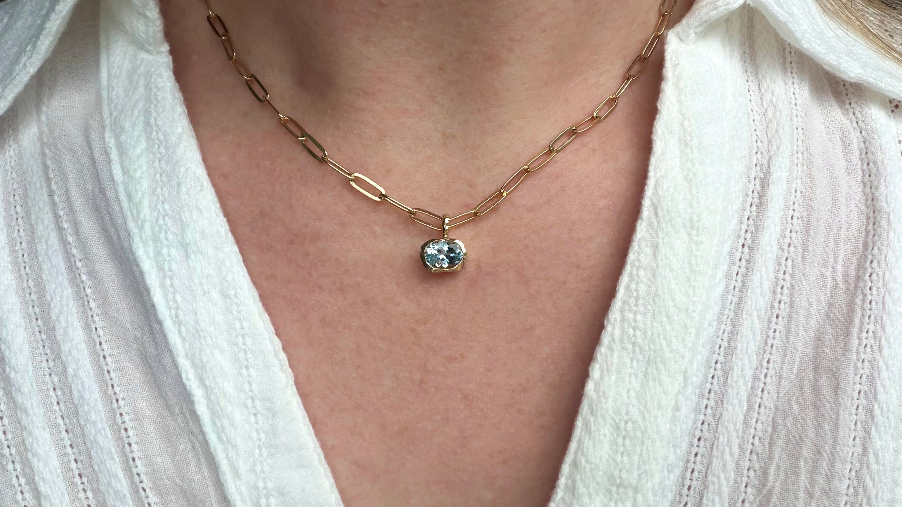 The Cove Pendant 10k - Aquamarine