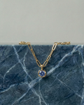 Cornflower Blue 18k Pendant on paperclip chain